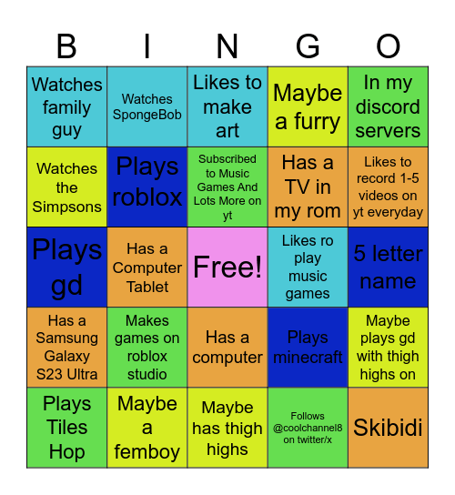 Cochy Bingo Card