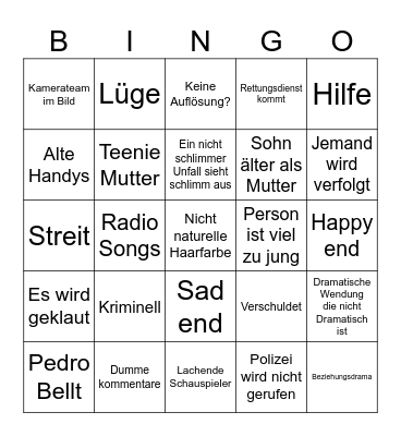 Hilf Mir Bingo Card
