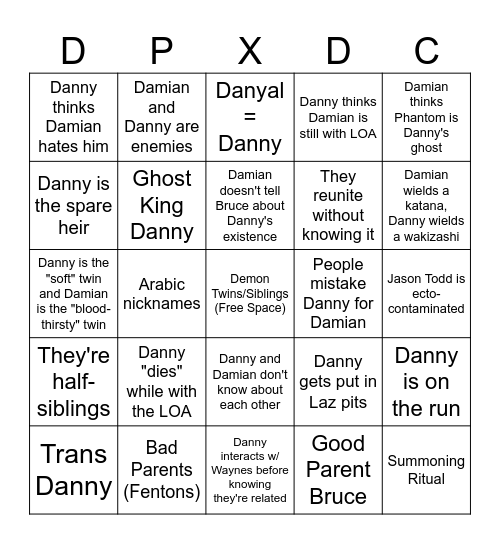 Demon Twins WWT Bingo Card