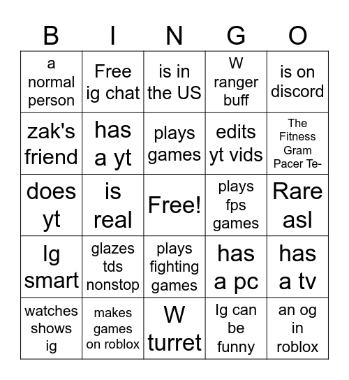 Jakob Bingo Card