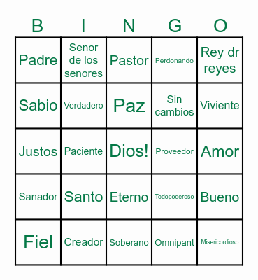 Quien es el Senor? Bingo Card