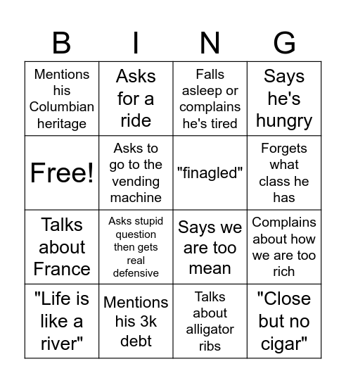 Ian Bingo Card