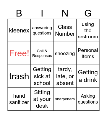 The Basic Procedures Bingo Card