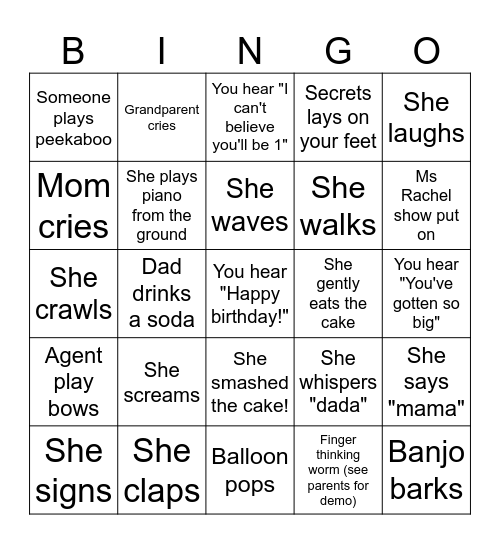 Aruna's Birthday Bingo Card