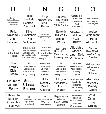 German Xmas Music Bingo Card