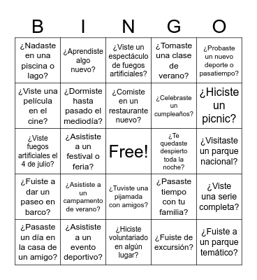 Mi Descanso de Verano Bingo Card