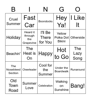 Summer Vibes Vol 1 Bingo Card