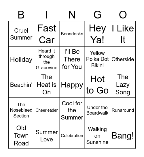 Summer Vibes Vol 1 Bingo Card