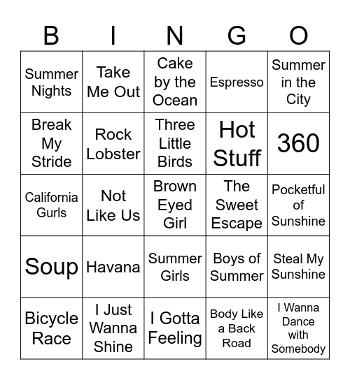 Summer Vibes Vol 2 Bingo Card