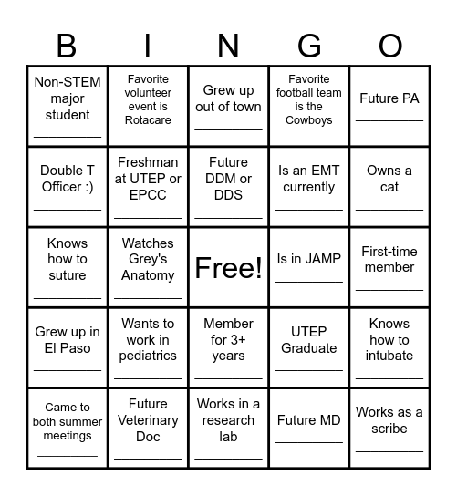 DOUBLE T BINGO Card