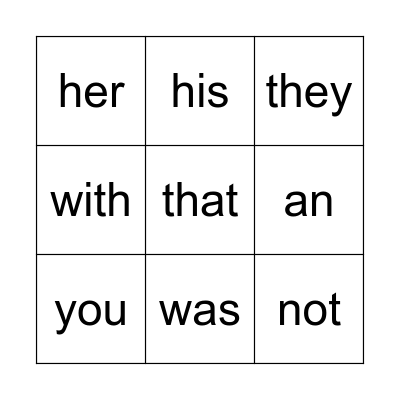 Red Sight Words Bingo Card