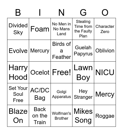 Tricia's Phestival Bingo Card