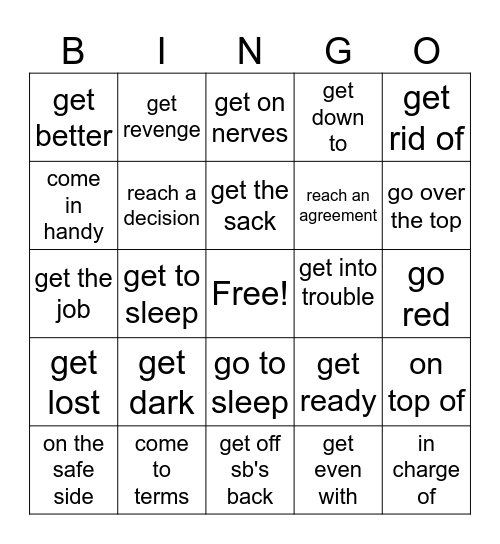 Collocations Bingo Card