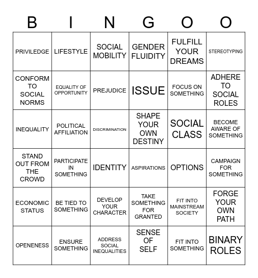 Individual in Society BINGO Card