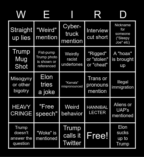 ELON TRUMP BINGO Card