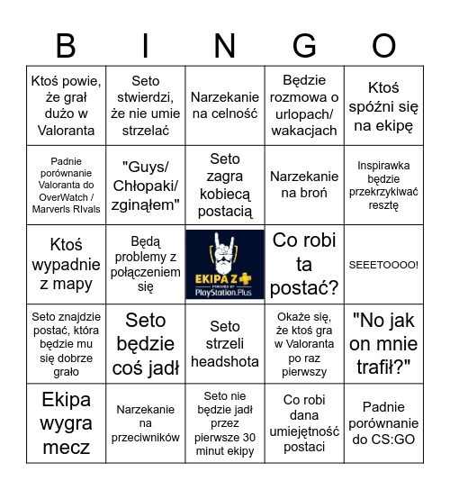 Ekipa z + Valorant Bingo Card