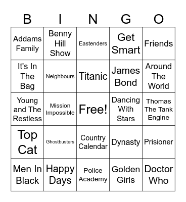Theme Tunes Bingo Card