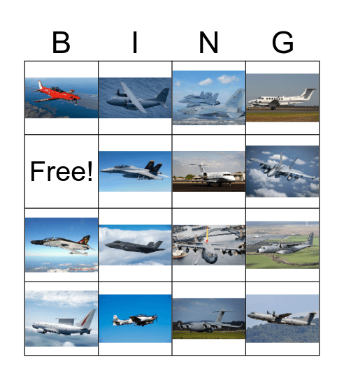 RAAF-PAF Aircraft Bingo Card