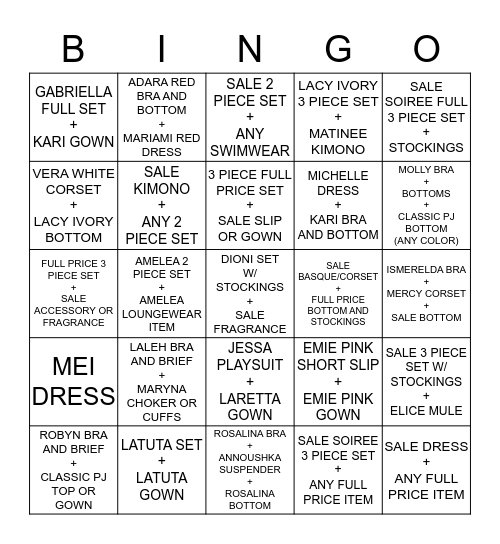 SALE SLANGIN'  Bingo Card