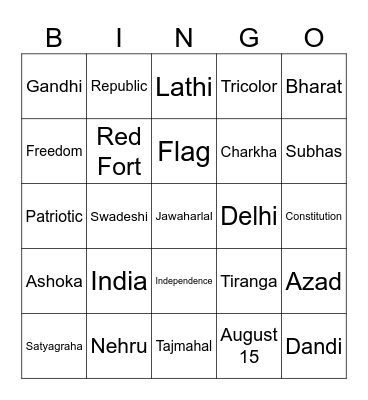 Independence Day Bingo Card