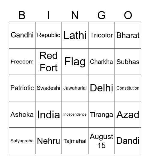 Independence Day Bingo Card