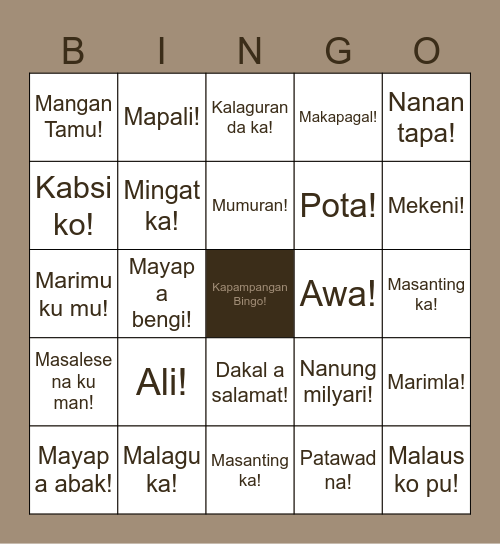 Kapampangan Bingo! Bingo Card