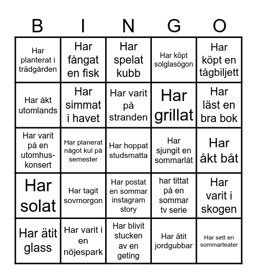 Hitta någon som har..... Bingo Card