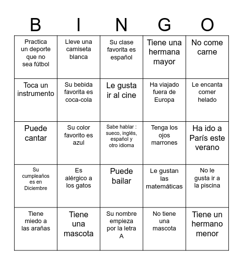 Encuentra a alguien que... Bingo Card