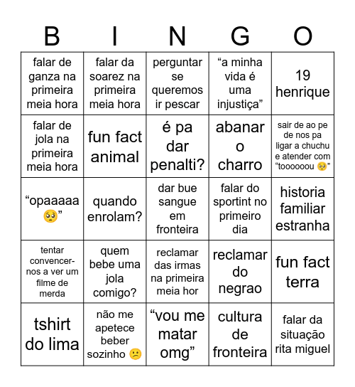 Antonio’s Bingo’s Bingo Card