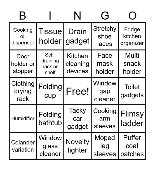 Chinese Tiktok Product Bingo Card