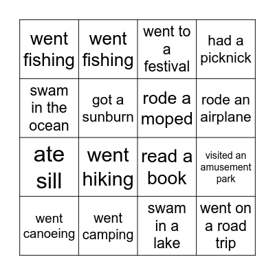 Find someone who....during the summer break Bingo Card