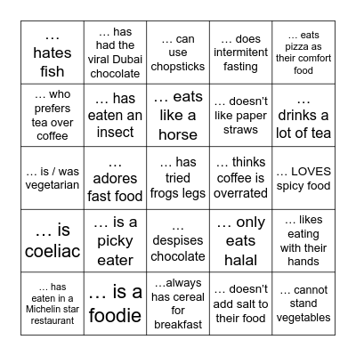 Find someone who… Bingo Card