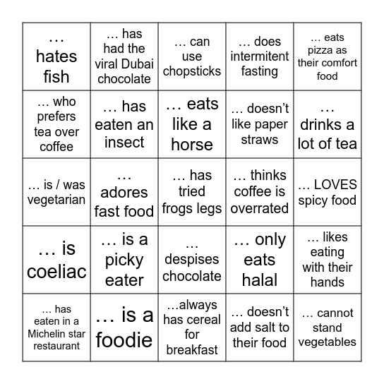 Find someone who… Bingo Card