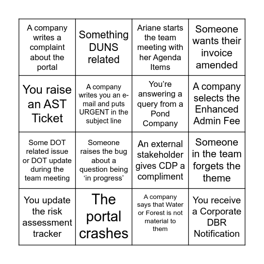 Disclosure BINGO Card