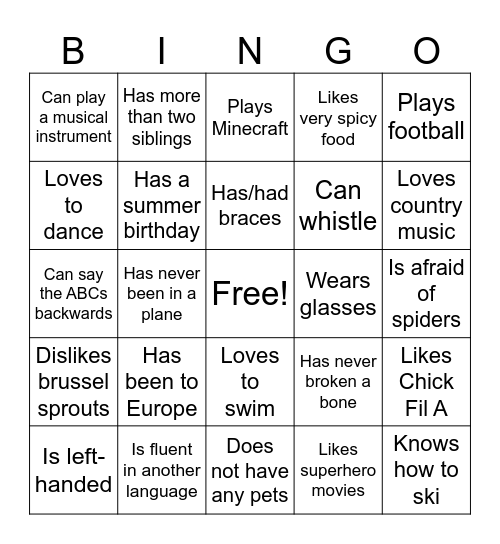 Untitled Bingo Card