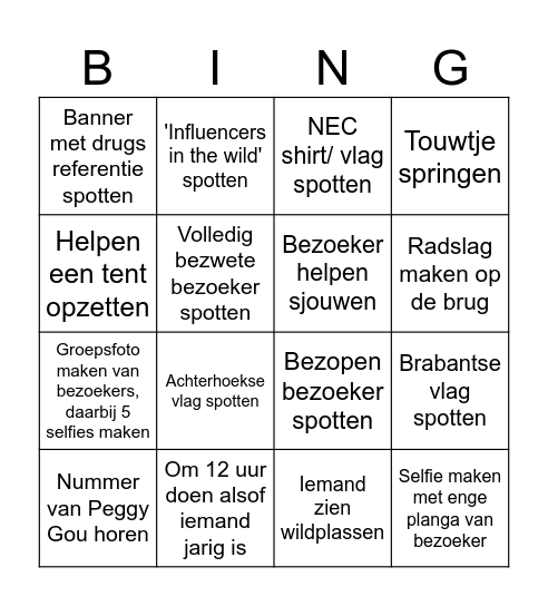 Bingllow Bingo Card