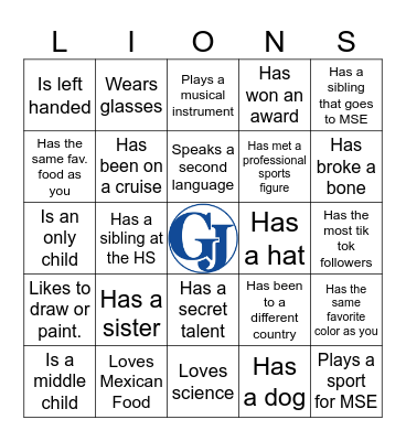 Get to Know You! Bingo Card