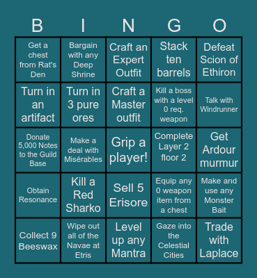Deepwoken Bingo Card