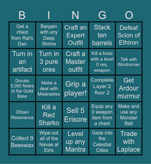 Deepwoken Bingo Card