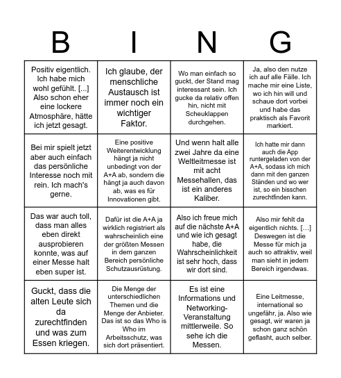 A+A Bingo Card