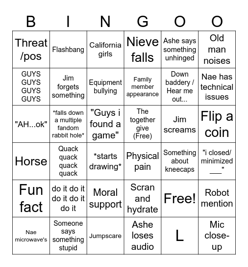 Convenience Bingo Card