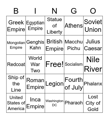 Empire Bingo Card
