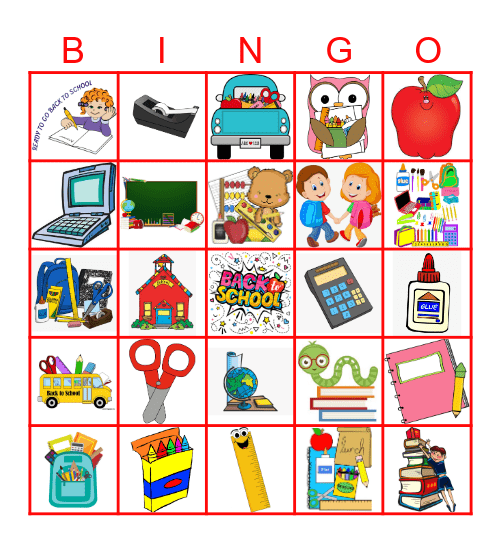 Back To School Bingo Card