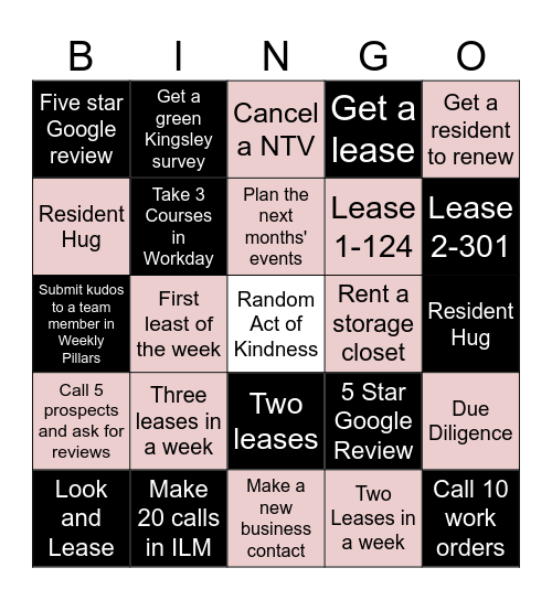 Leasing BINGO Card