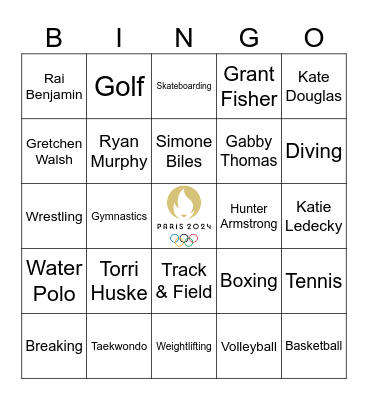 Olympics 2024 Bingo Card