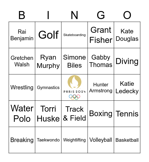 Olympics 2024 Bingo Card