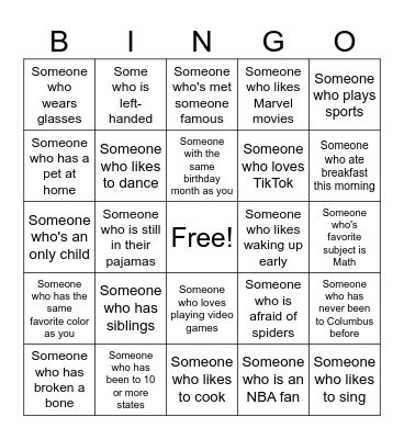 Human Bingo Card