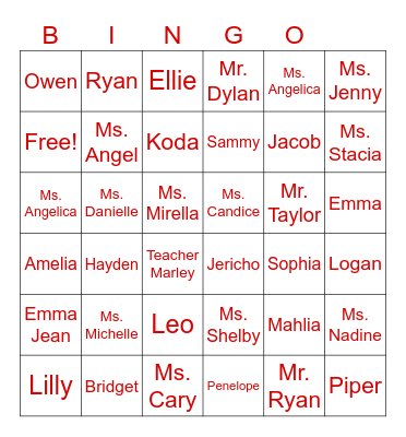 Friends Bingo Card