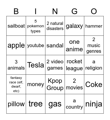Infinite craft Bingo Card