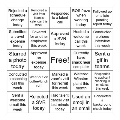 Winston Bingo Card